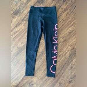 Calvin Klein Black Leggings with Pink Logo